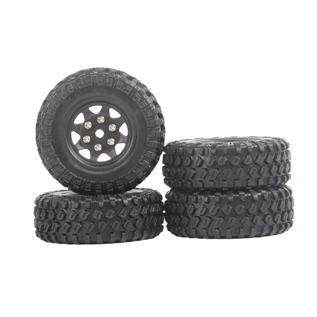 4X RC Car 50mm Rubber Tyre Wheel Rim Set for SCX24 YKC01CM JIMNY 1:16 RC Rock Crawler Car DIY Parts Accessories