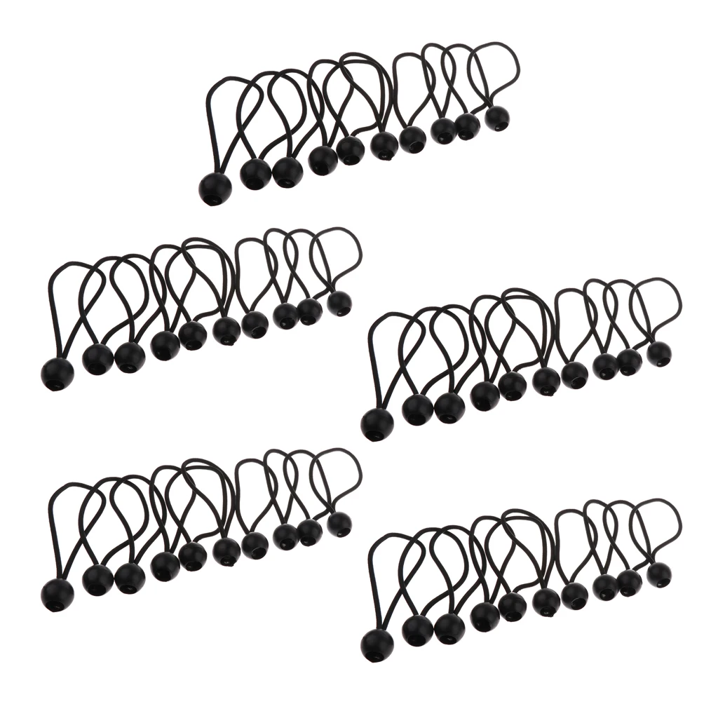 50pcs Bungee Cord Ball Bungees Strong Durable Canvas Awning Tie Down Straps