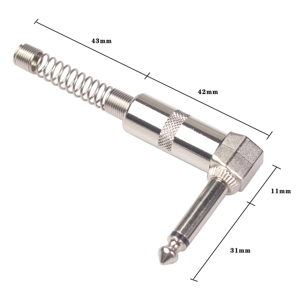 2Pcs 1/4inch TS 6.35mm Mono Plug for Speaker Microphone Guitar Bass Audio Cables, Patch Cables