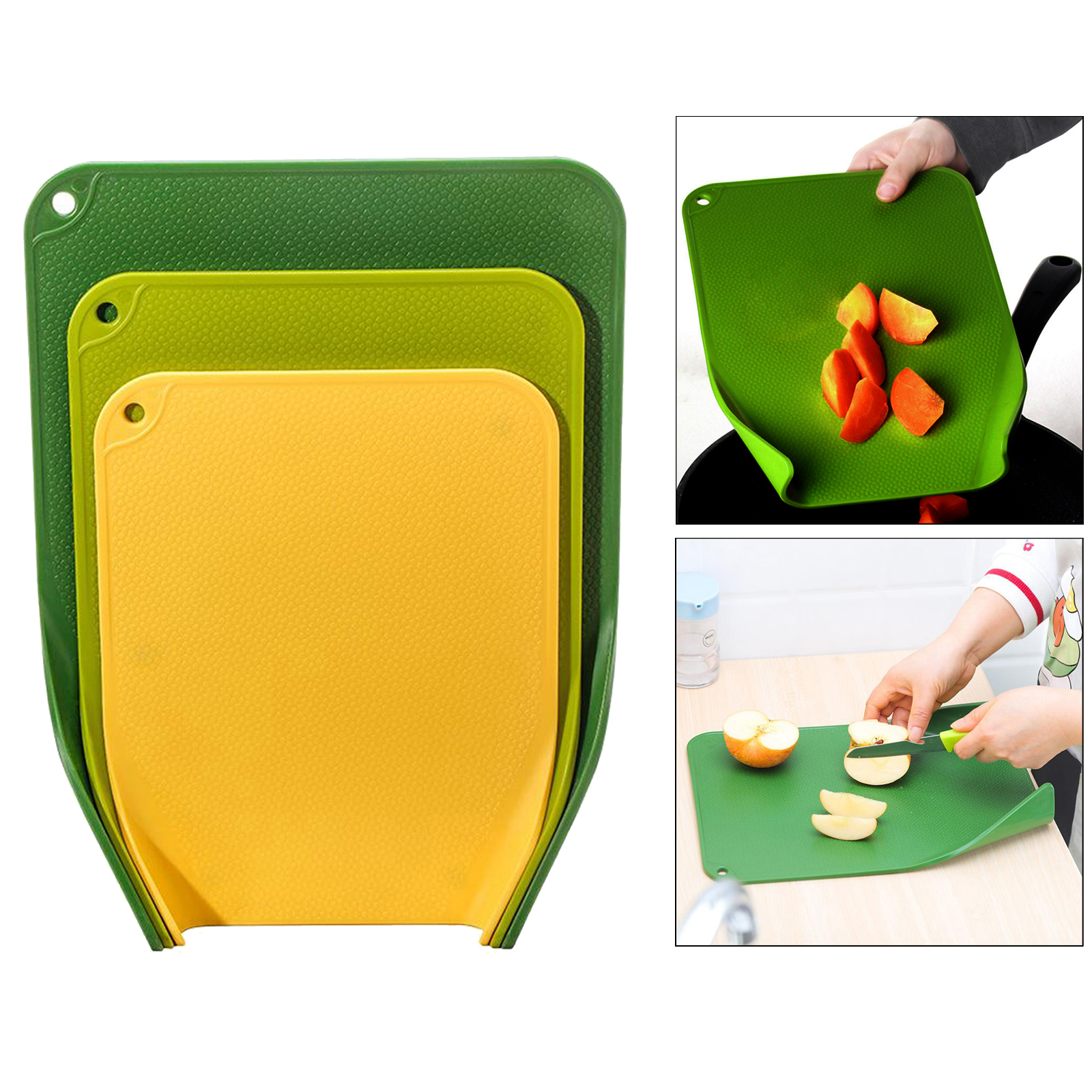 3x Anti-slip Cutting Boards for Vegetables Fruits Cheese  Serving Tray