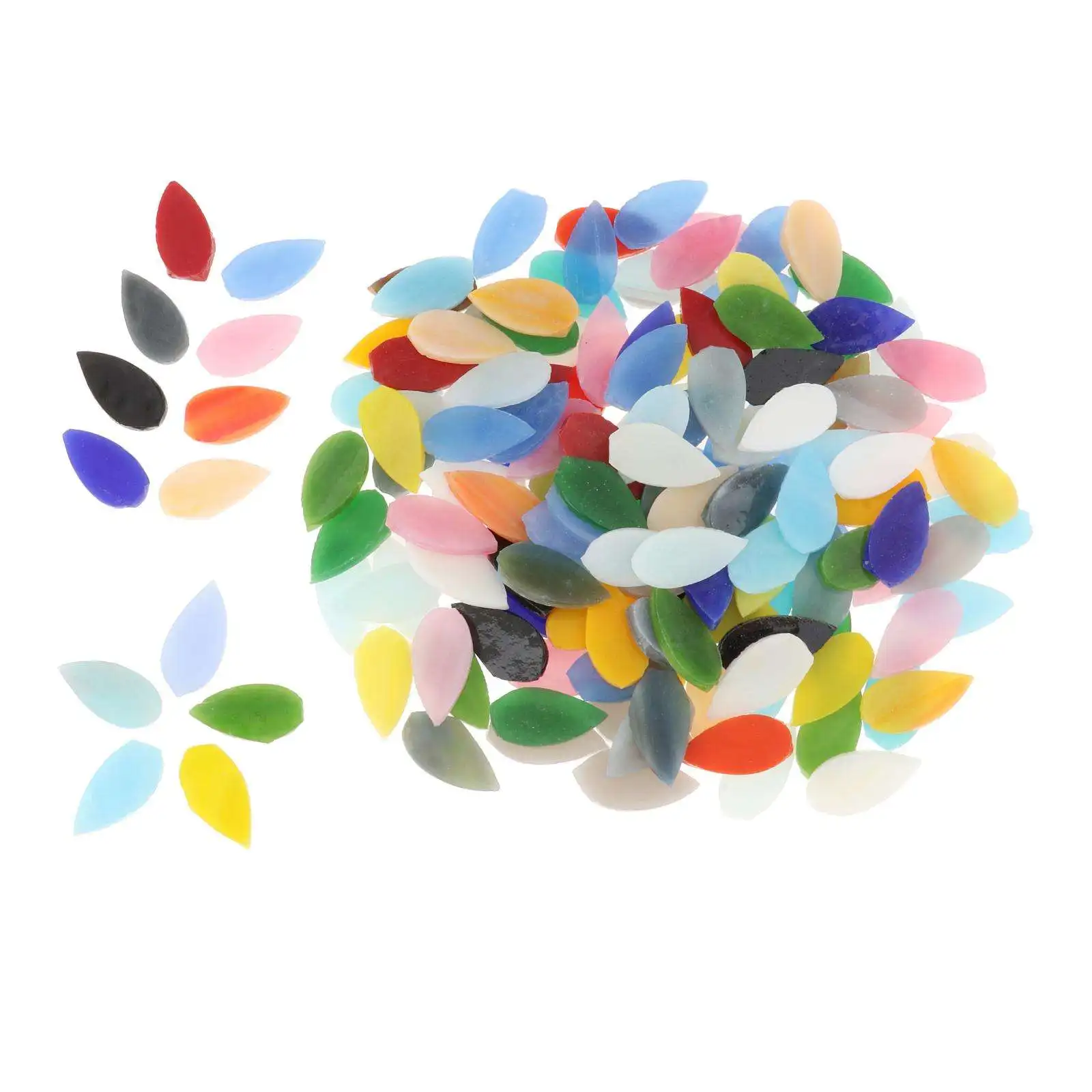 150x Assorted Colors Water Drop Mosaic Tiles Flower Leaves for Art Crafts Pots Stepping Stones Decoration