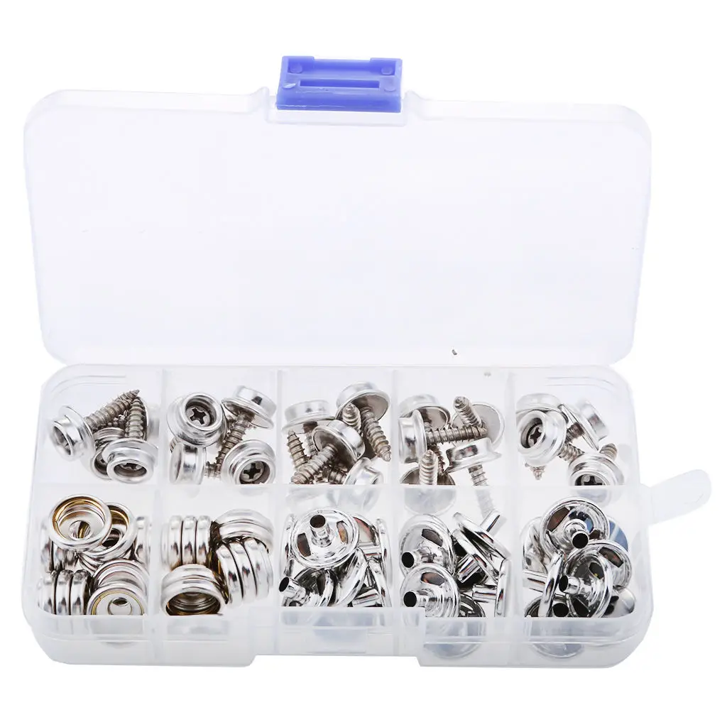 75Pcs Boat Marine Canvas Cover Snap Fasteners 15mm Screw Stud Button Socket