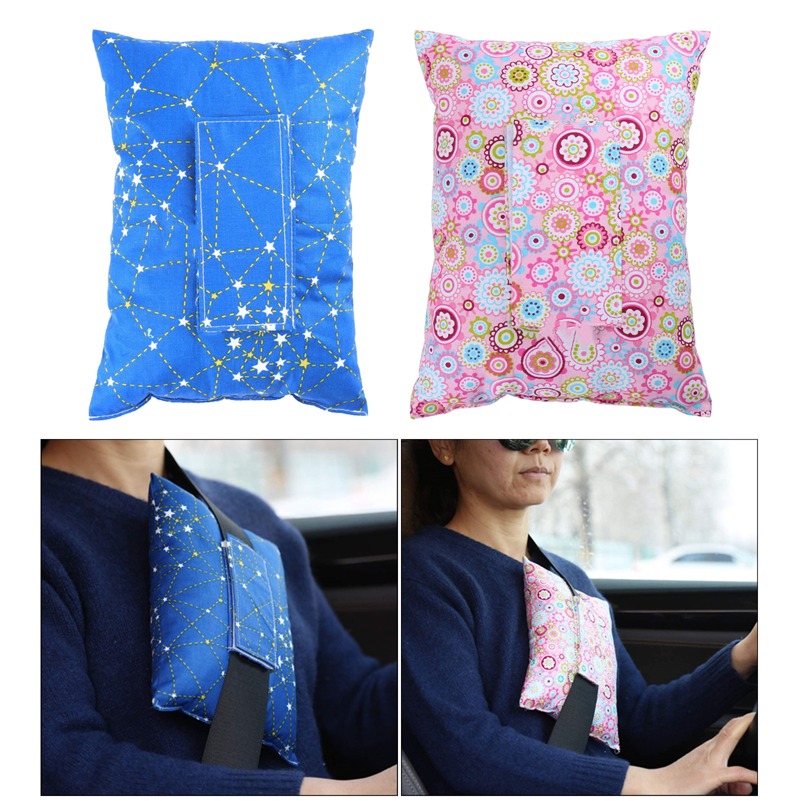 Seatbelt Pillows for Post-Surgery Heart Surgery Recovery Soft Comfort Support Cushion Car Travel Pillow Gifts Flower