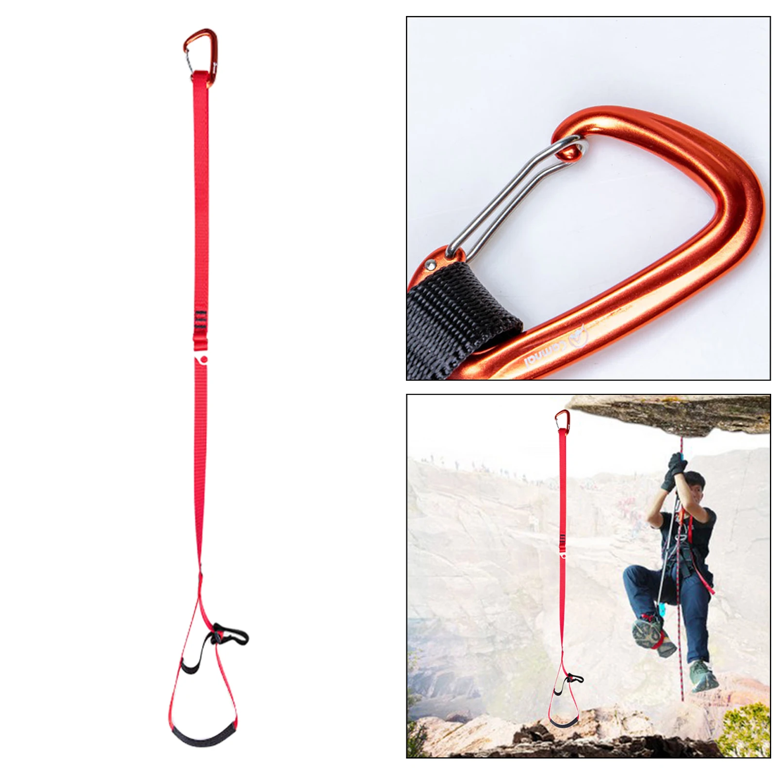 Climbing Foot Ascender Mountaineering Foot Riser Loop Caving Strap Carabiner