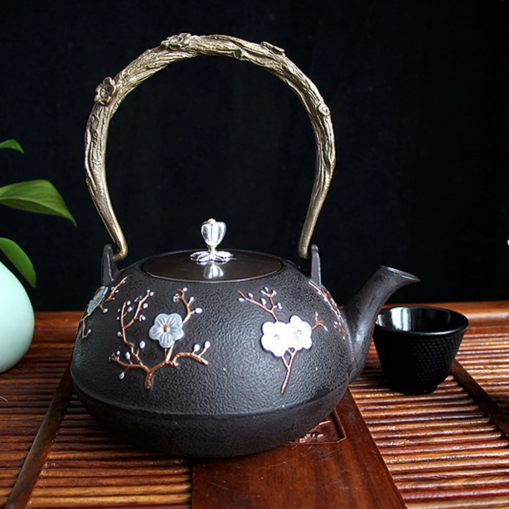 Japanese Style Cast Iron Kettle Tetsubin Teapot 1300ml Large Capacity