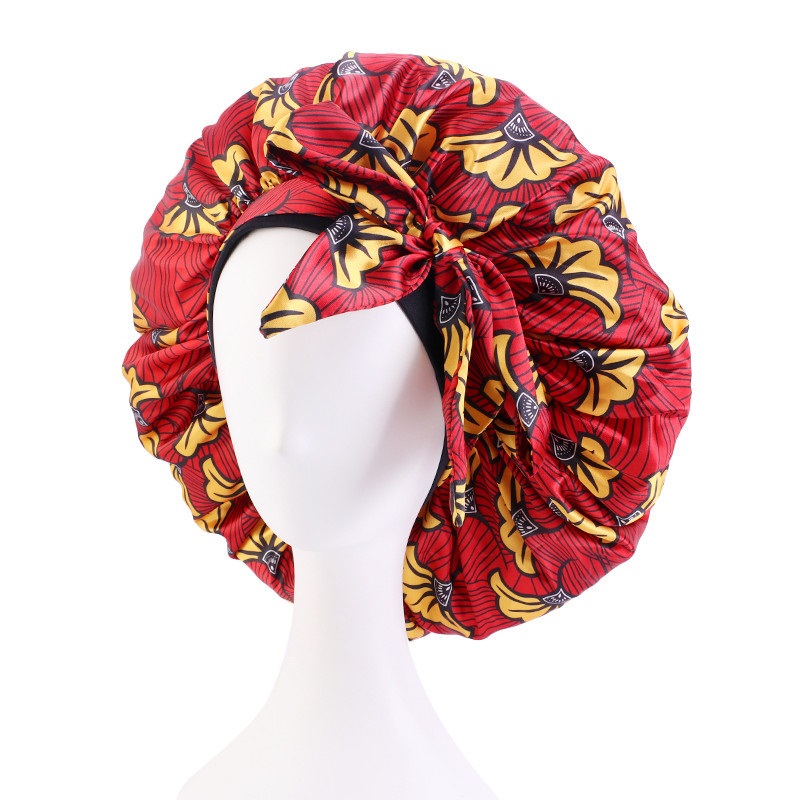 Extra Large African Pattern Print Satin Bonnet Women Night Sleep Cap Adjustable Wide Band Elastic Head Wrap Hair Bonnet Hat Extra Large African Pattern Print Satin Bonnet Women Night Sleep Cap Adjustable Wide Band Elastic Head Wrap Hair Bonnet Hat