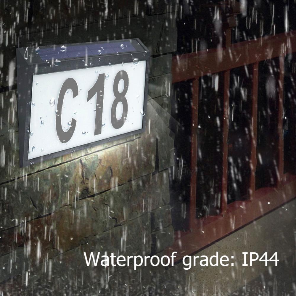 Solar Address Sign Auto Light Sensor House Number Plaque Garden Hotel Fence