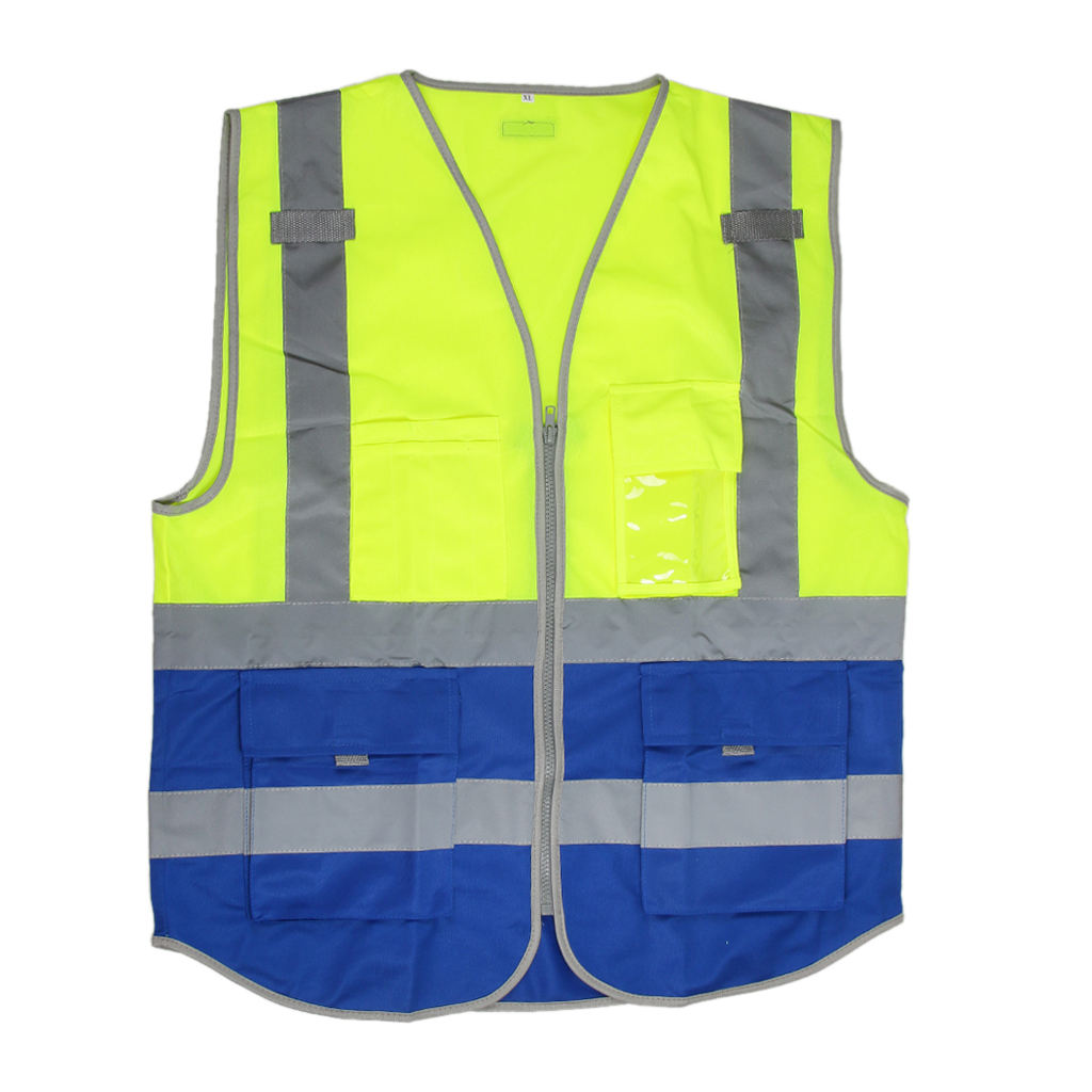 High Visibility Zippered Front Safety Vest with Reflective Strips, Outdoor Security Work Tops