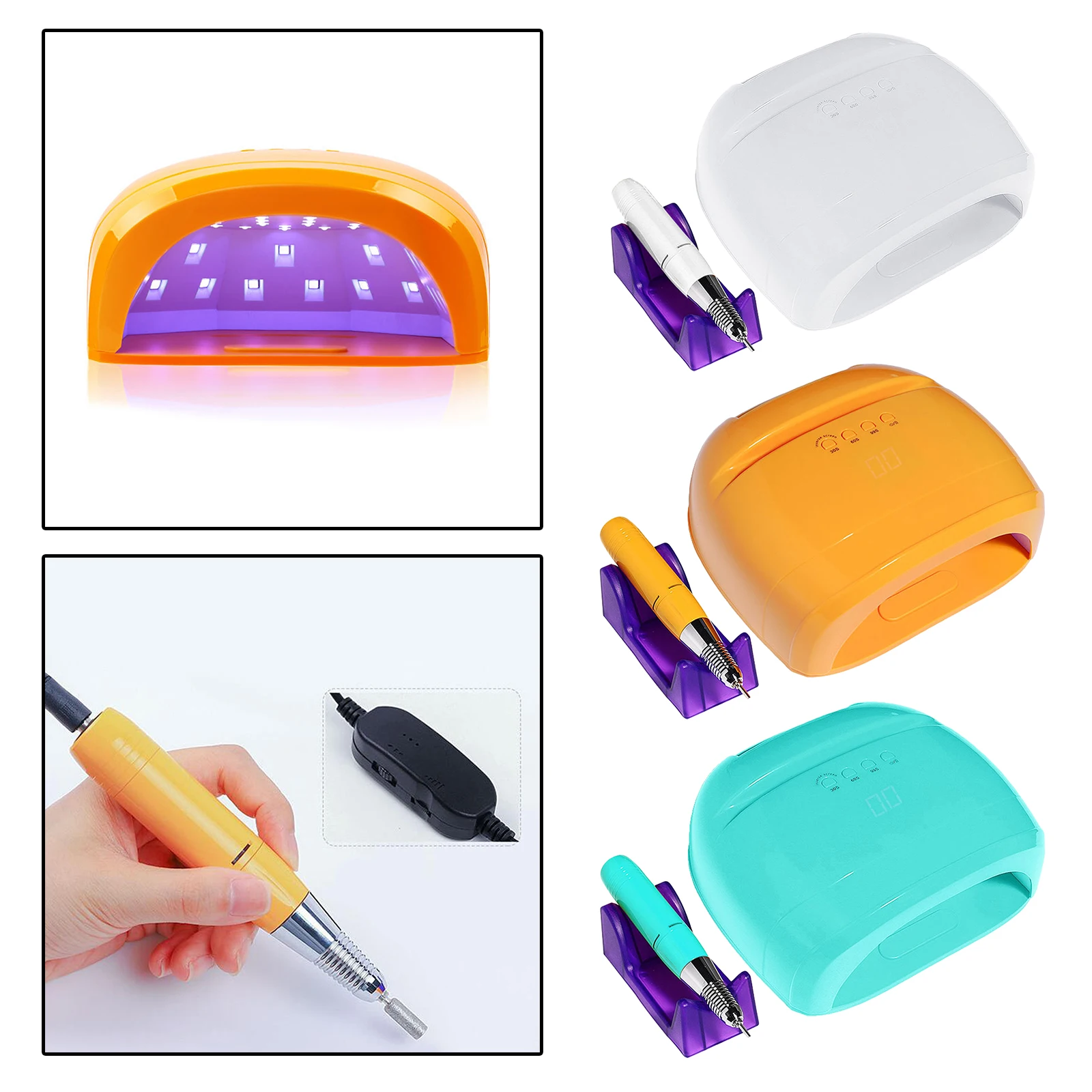 Auto-Sensing 3D Art Nail Lamp w/ Nail Drill Polish Pen78W Nail Dryer for Salon w/ 3 Timers Manicure Supplies Polish Decorating