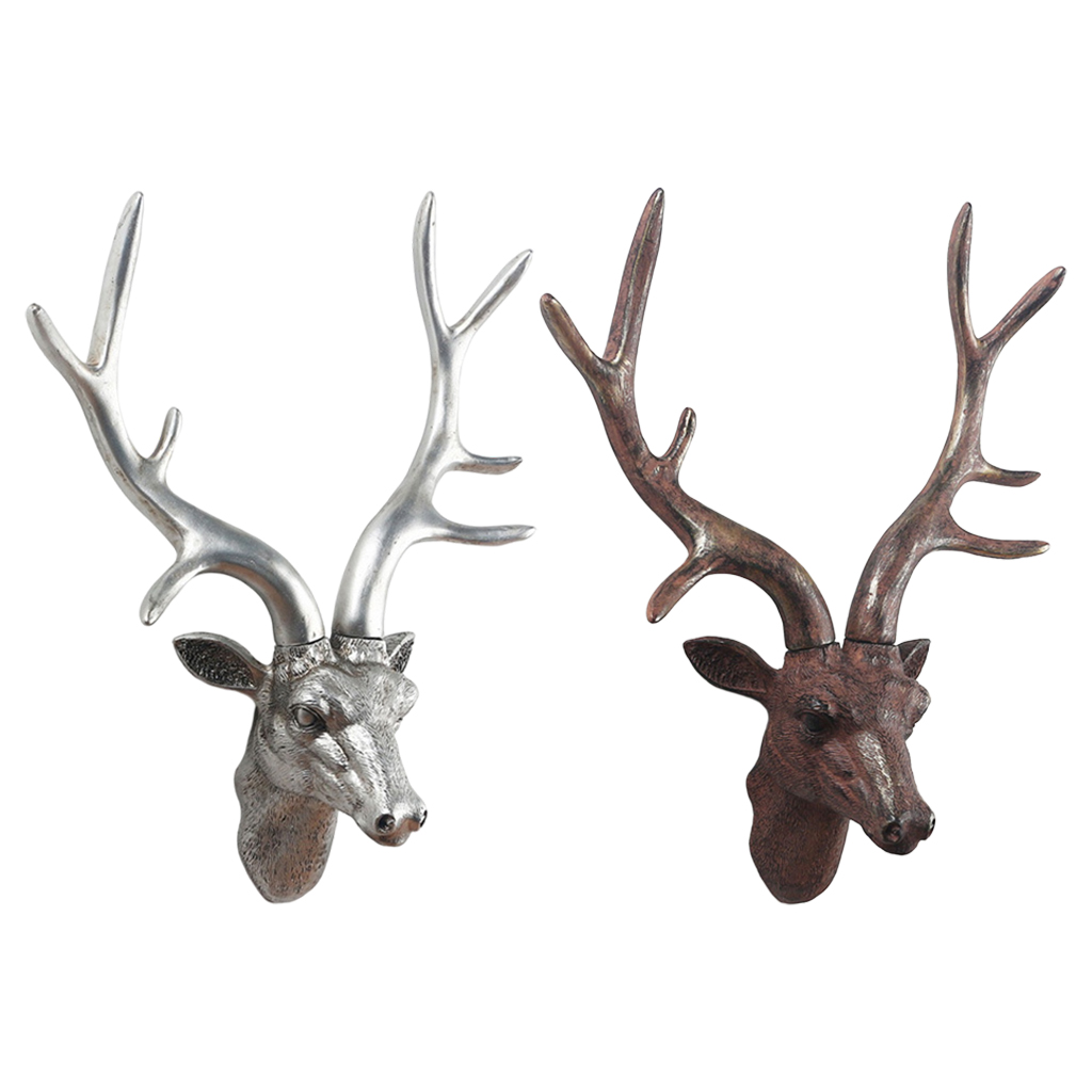 Resin Deer Head Wall Decor Deer Antlers Statue Nordic Home Decoration Decorative Art Office Bathroom Hotel Bar Accents Crafts