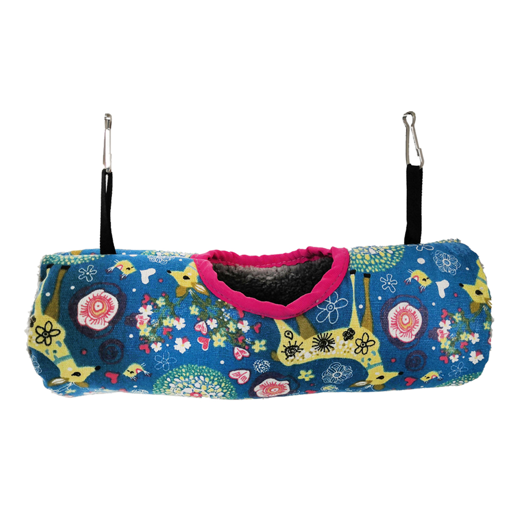 Small Pet Tunnel Tube Hammock Toy Cave Hut for Hamster Sugar Glider Blue