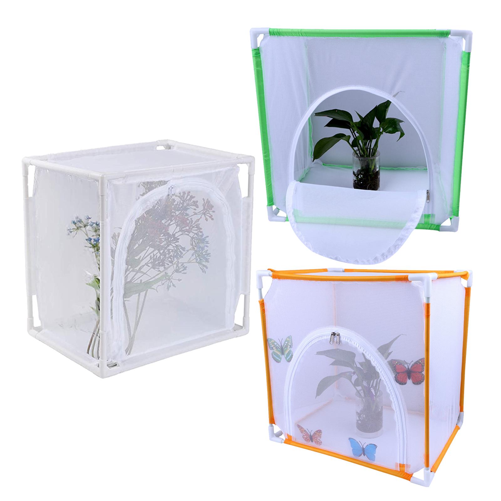 Collapsible Butterfly Habitat Insect Mesh Cage Butterfly Terrarium Zipper for Garden Outdoor Raising Insects Observation 30x40cm