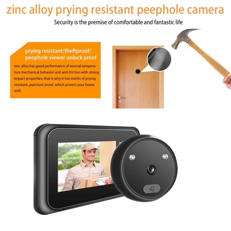 Smart Wireless Video Doorbell Security Camera with PIR Motion Detection Night Vision Two-Way Talk and Video Functions