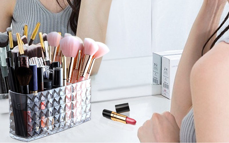 Acrylic Cosmetic Storage Box Makeup Brush Holder Organizer Lipstick Eyebrow Pencil Bathroom Storage Display Stand Diamond 16 Acrylic Cosmetic Storage Box Makeup Brush Holder Organizer Lipstick Eyebrow Pencil Bathroom Storage Display Stand Diamond