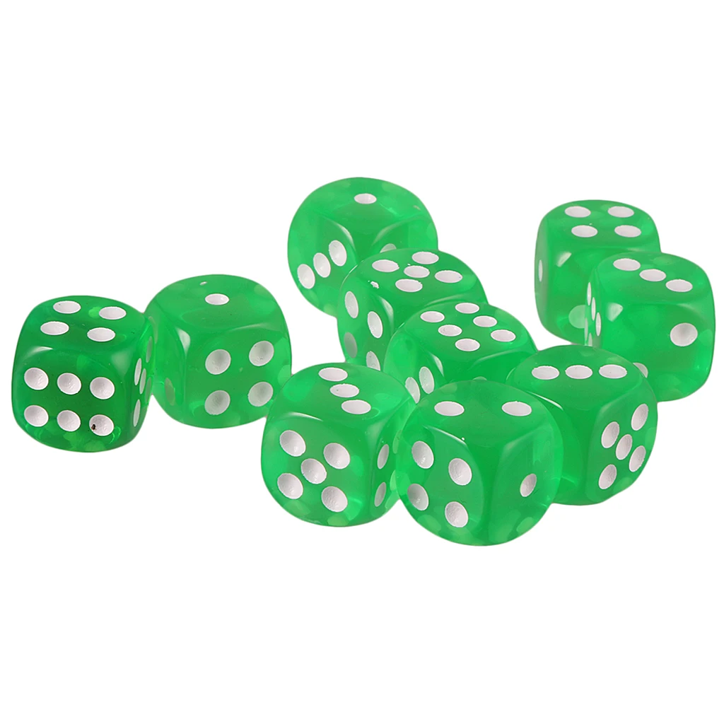 Pack of 10pcs Acrylic Six Sided D6 Spot Dice for D&D TRPG Party Board Game Toys