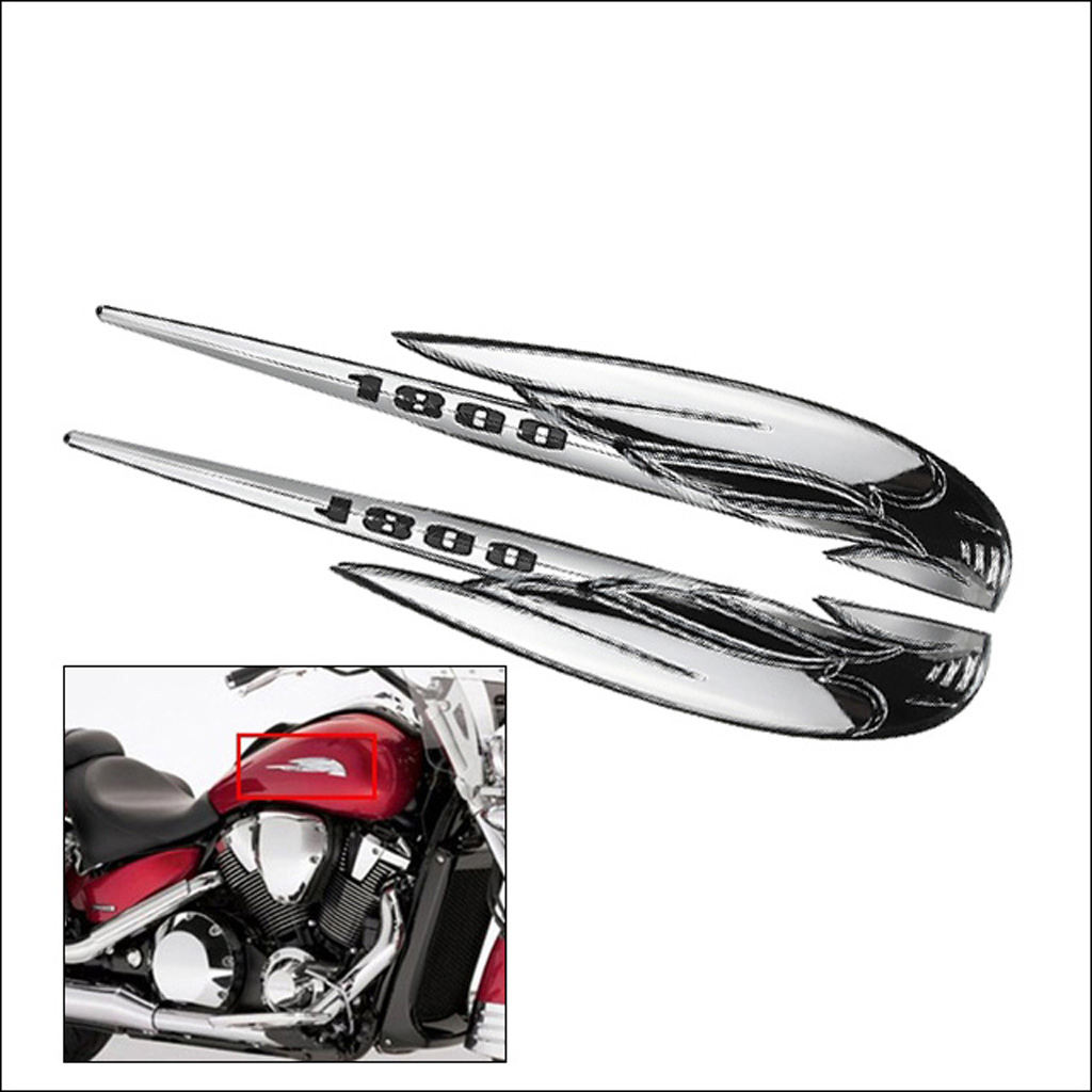 2 Pieces Silver 3D Emblem Decals Retro Fairing Stickers for Honda VTX1800