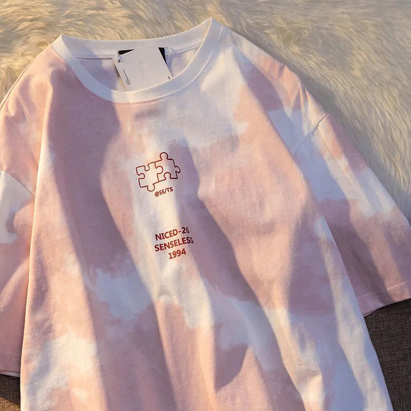 quente tie dye ulzzang camisetas verão impresso