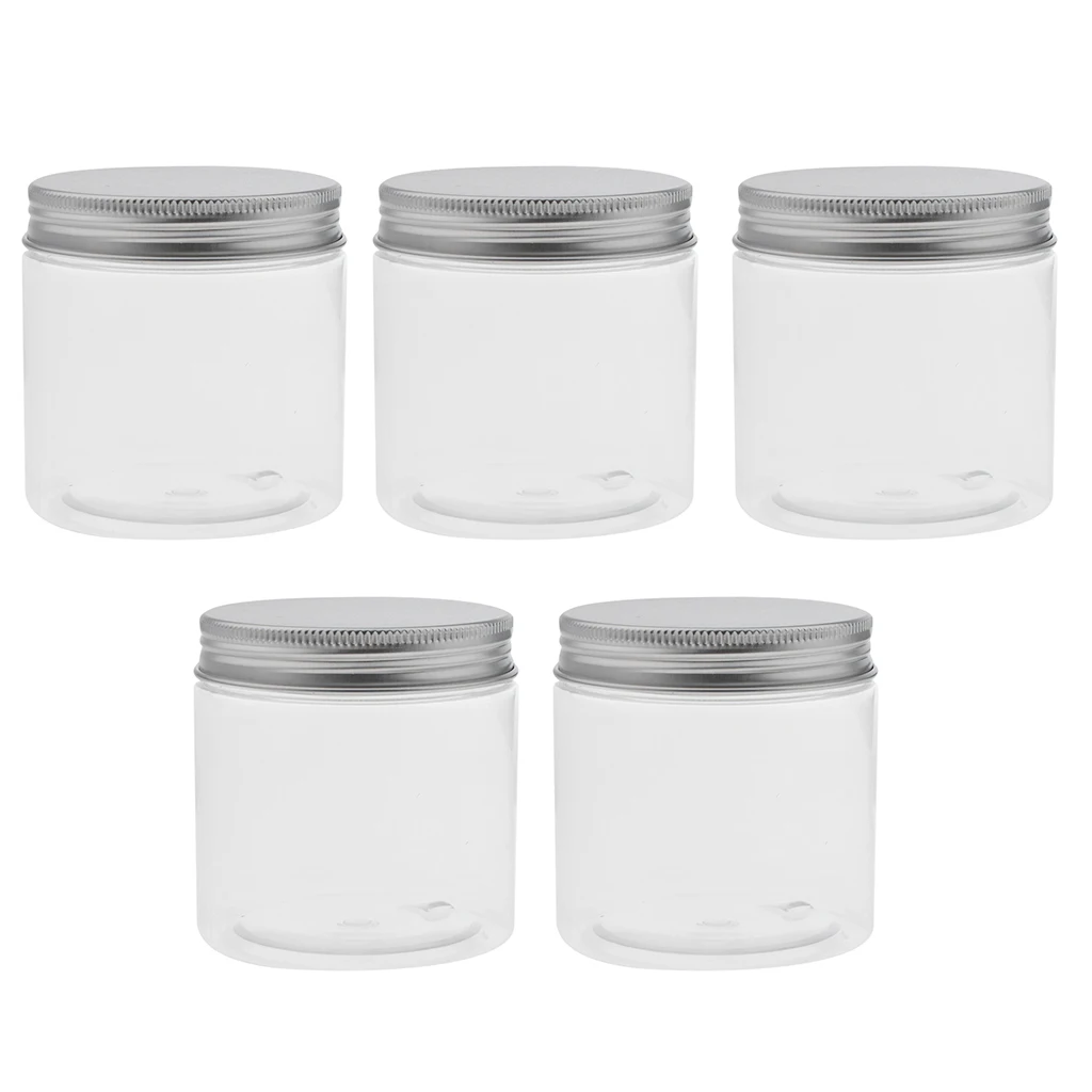 5PCS 200ML Aluminum Clear Plastic Cosmetic Can Tin Pot Jar Container Empty