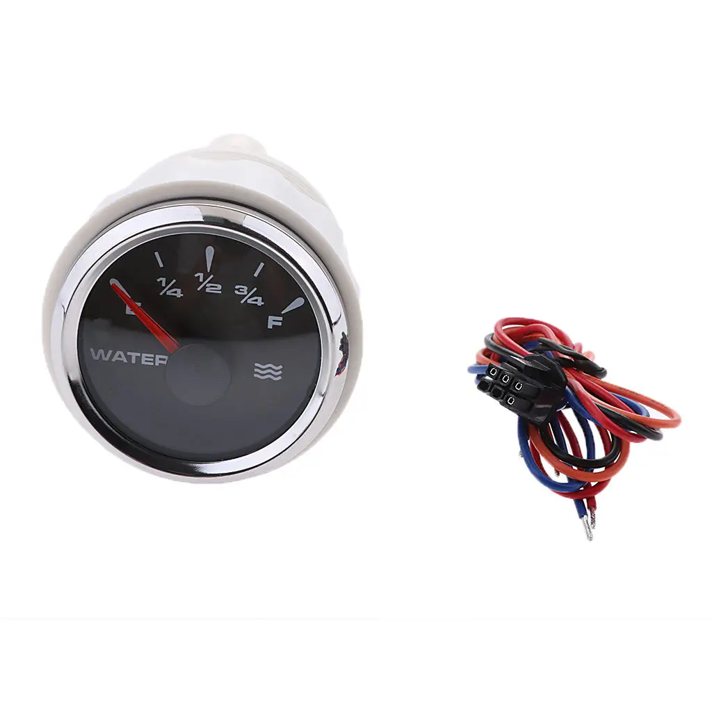 Marine Boat RV Caravans Chrome Water Tank Level Gauge Meter 9-32V 52mm/2