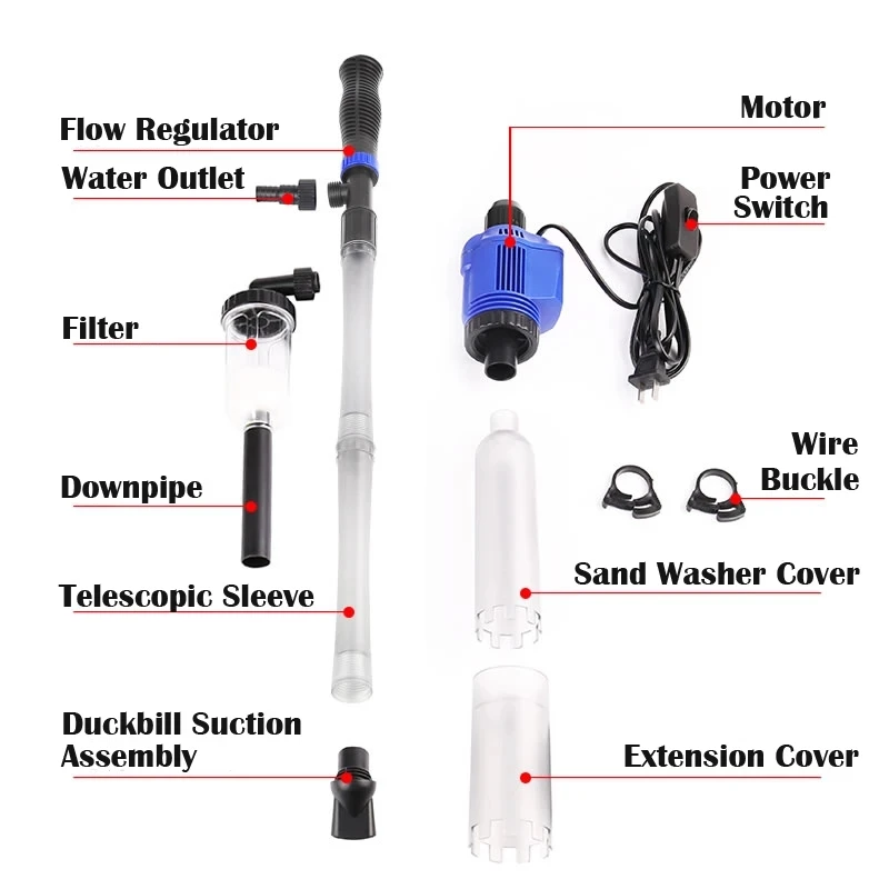 Aquarium Sand Washer Powerful Suction Electric Syphon Operated Fish Tank Electric Water Changer Pump Set Water Changer Cleaner