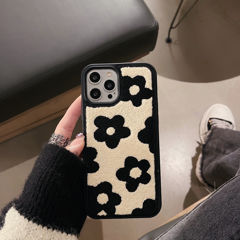 best iphone 13 pro max case Korean Retro Fuzzy Plush Flowers Pattern Phone Case For iPhone 11 12 13 Pro Xs Max X XR 7 8 Plus SE Winter Soft Shockproof Cover iphone 13 pro max case leather