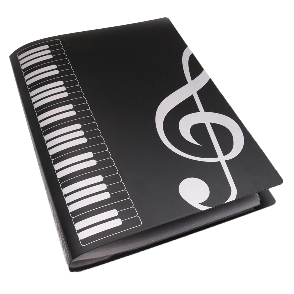A4 Size Music Note Folder Documents Files Holder 40 Page Black