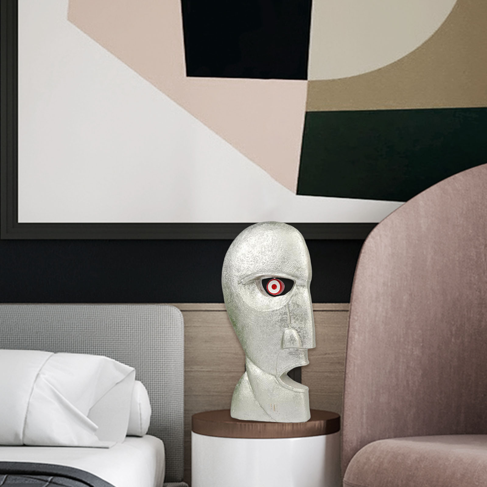 Creative Human Face Statue Abstract Double-Sided Face Sculpture for Home Living Room Bed Room Decor