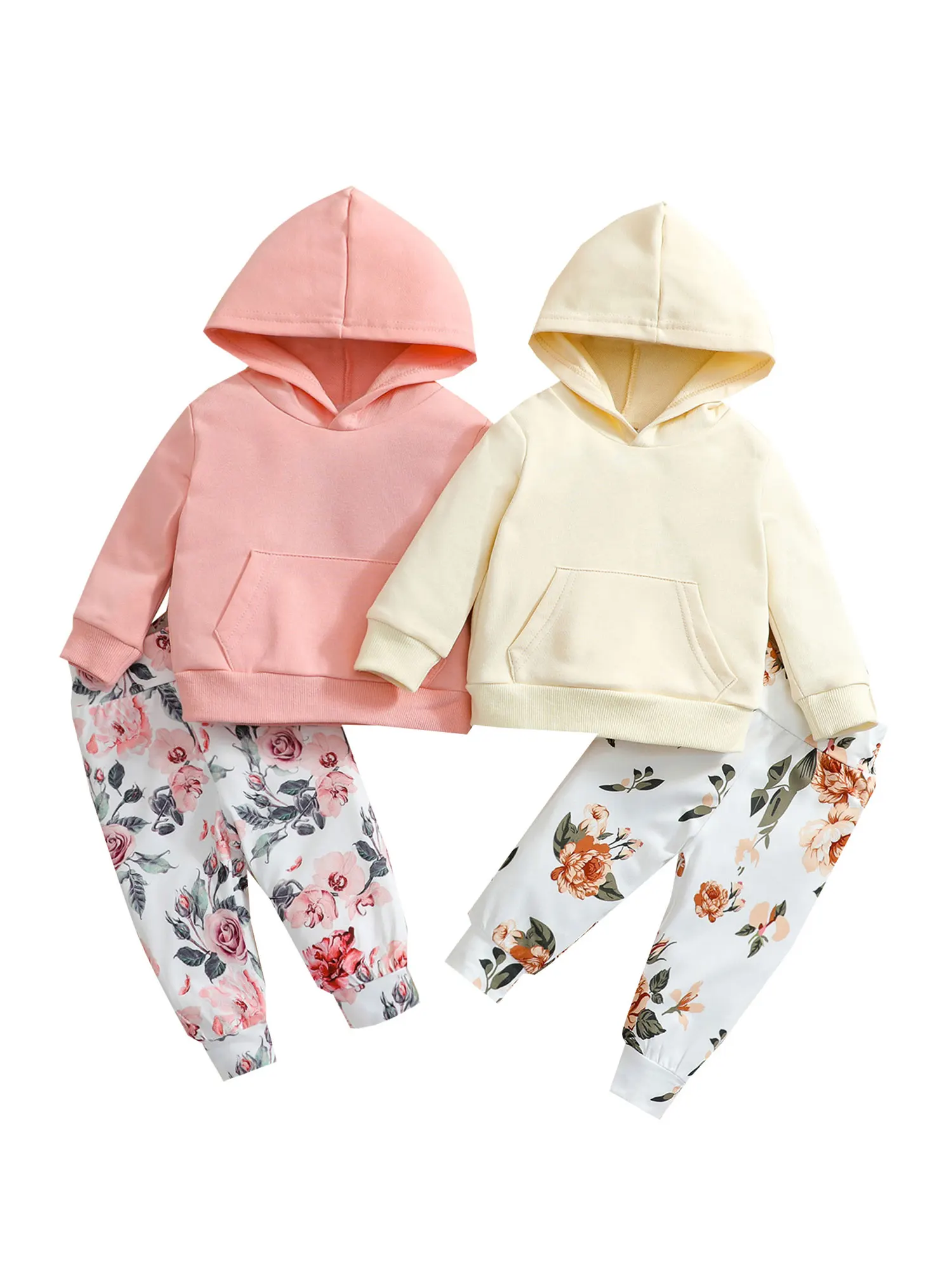Ma&Baby 0-24M Newborn Toddler Infant Baby Girls Clothes Set Pocket Hooded Sweatshirt Top Rose Floral Pants Outfits DD40 baby dress set for girl