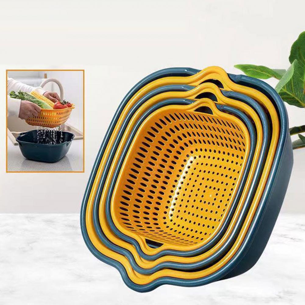 Multi Functional Draining Basket 2 Tiers Space Saving Plastic Dishwashing Basket
