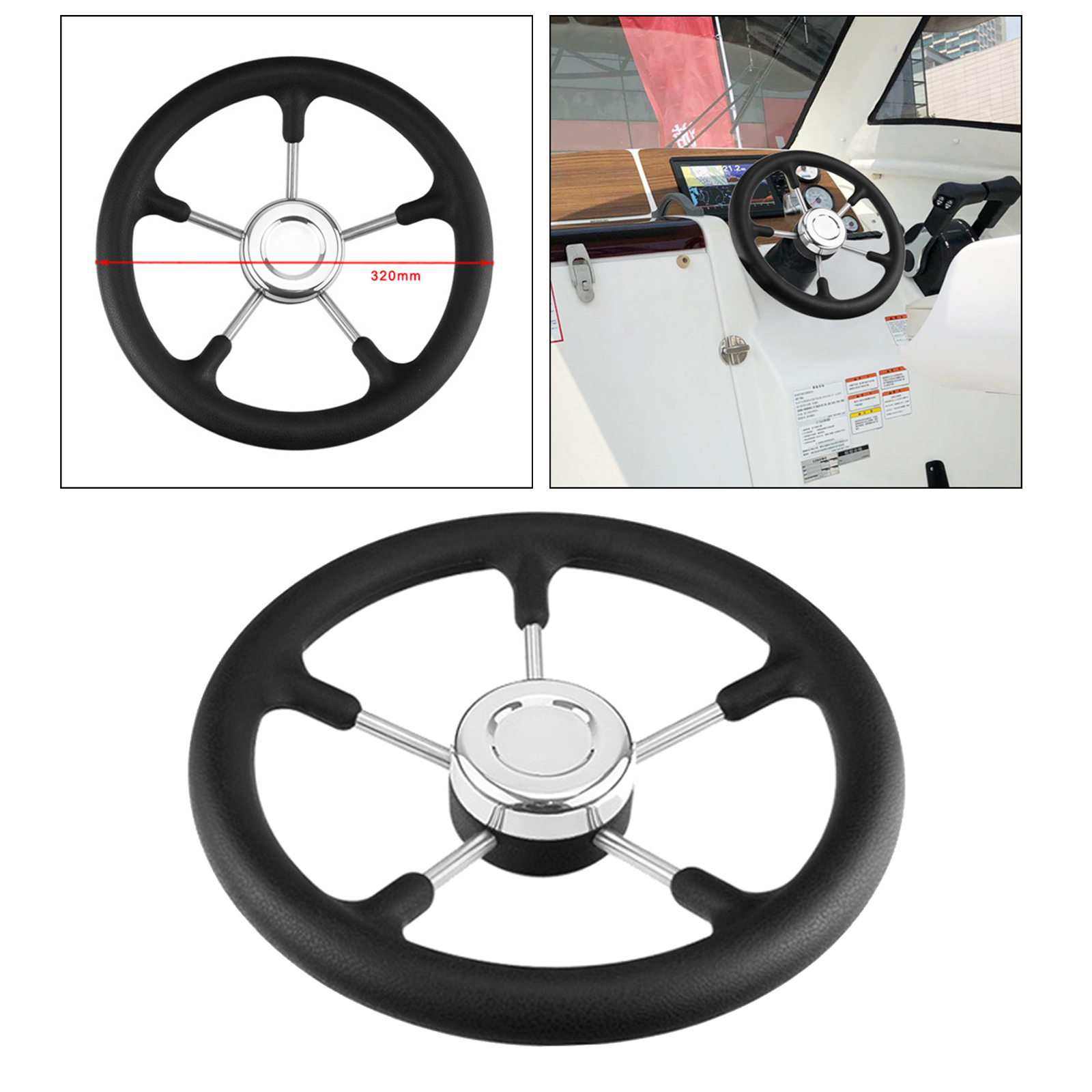 320mm 12.6 inch Boat Steering Wheel 3/4