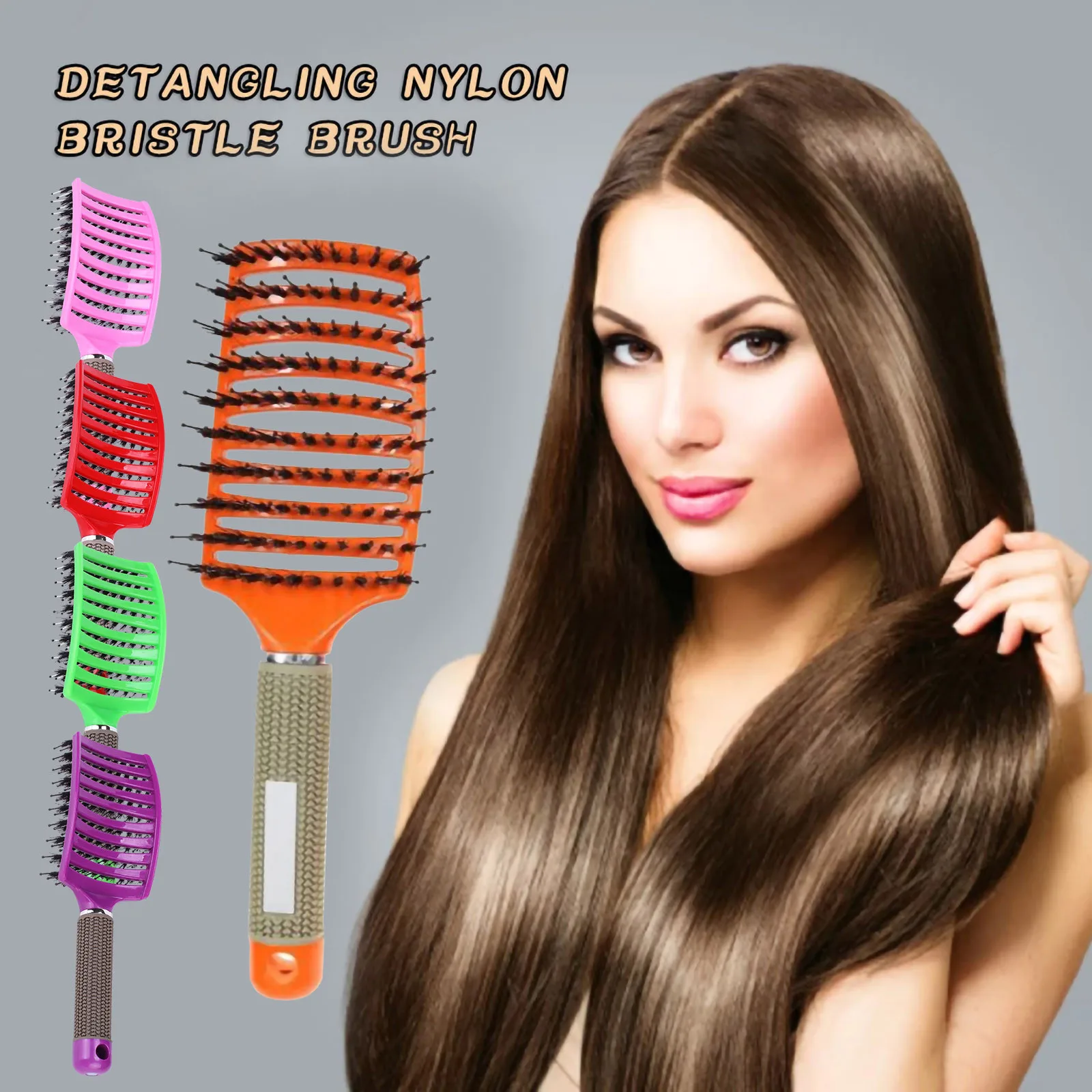 Boar Bristles Large Curved Comb Flu ffy Styling Comb Massage Styling Oil  Head Wet Curly Detangle Hair Brush For Salon|Combs| - AliExpress