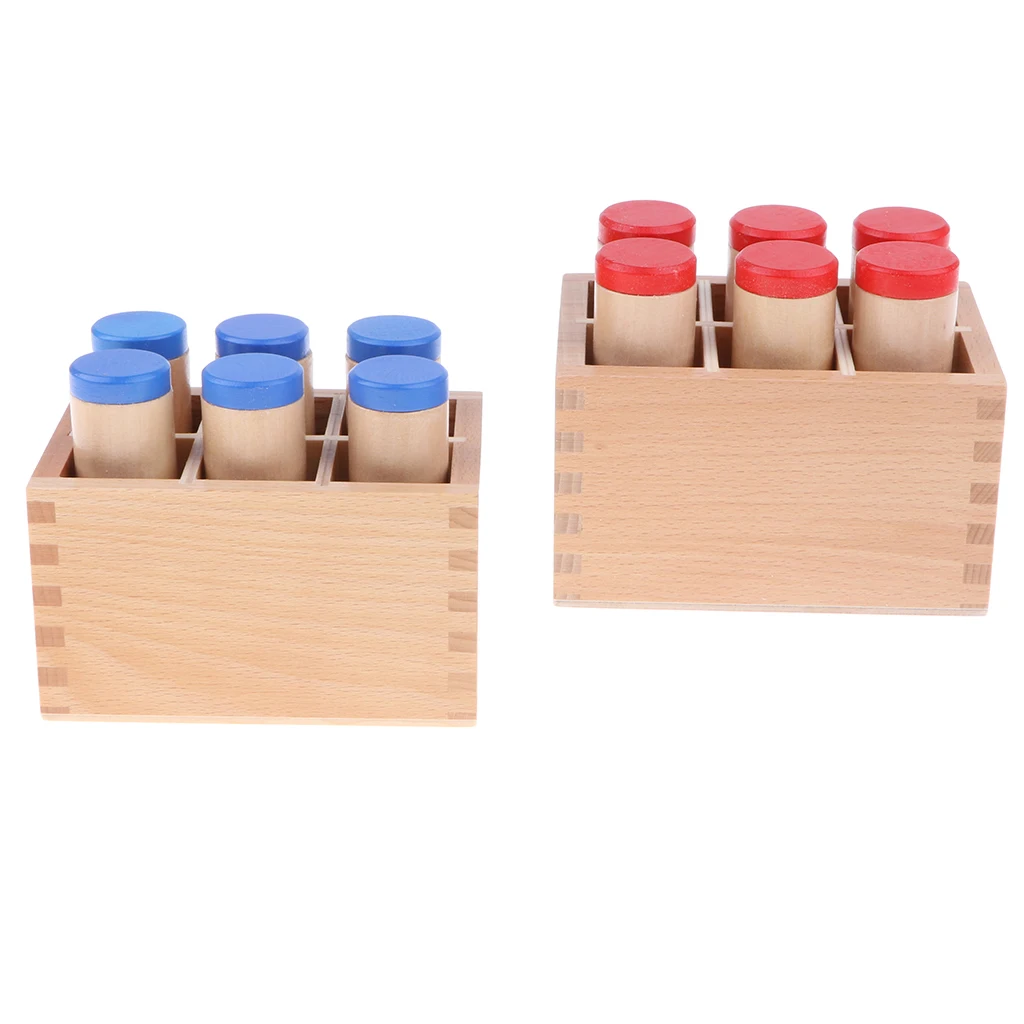 Montessori Sensorial Auditory Material Sound Cylinder Boxes, Children