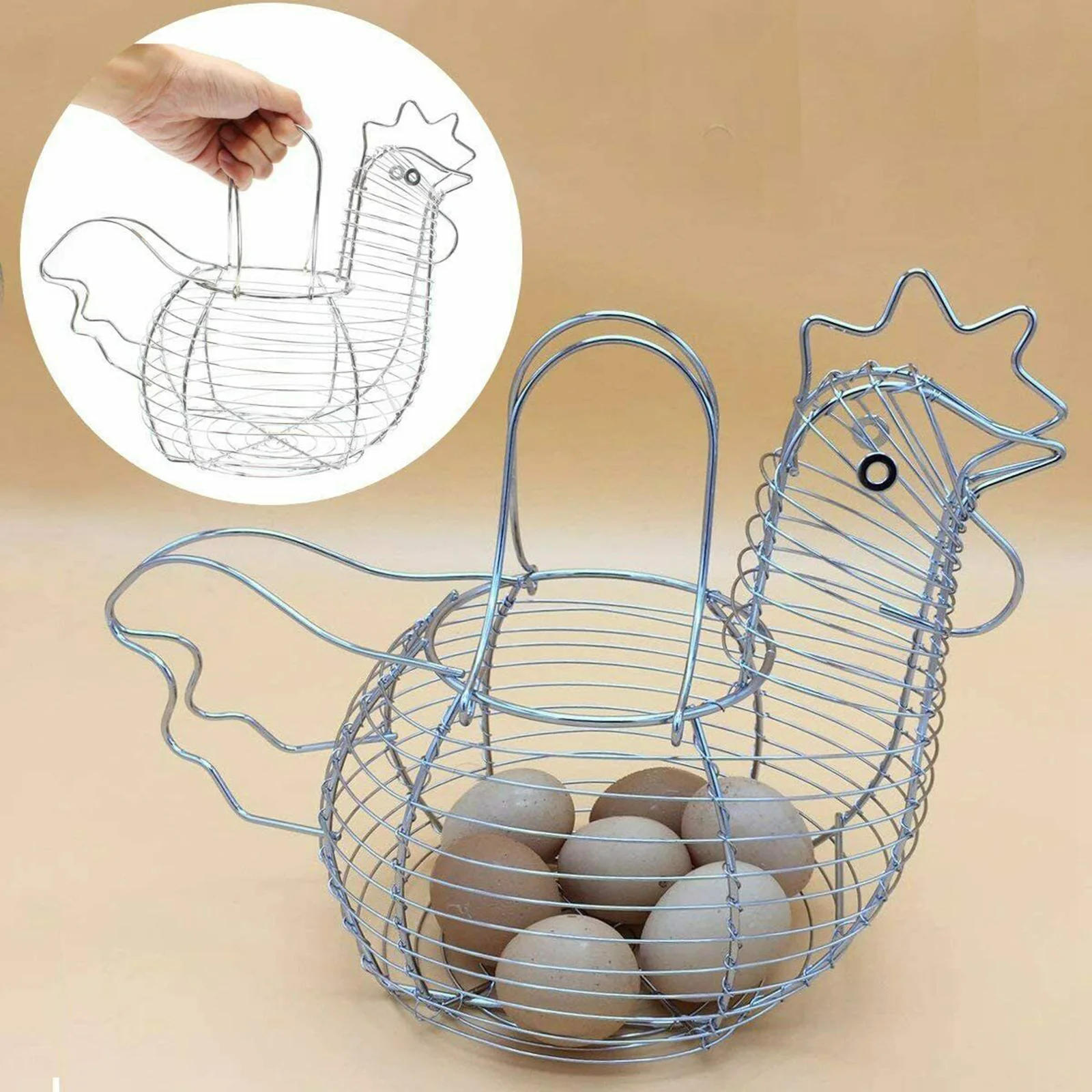 Egg Holder Organizer Storage Basket Egg Basket Container Hen Ornament Decorative Kitchen Basket Egg Storage Rack