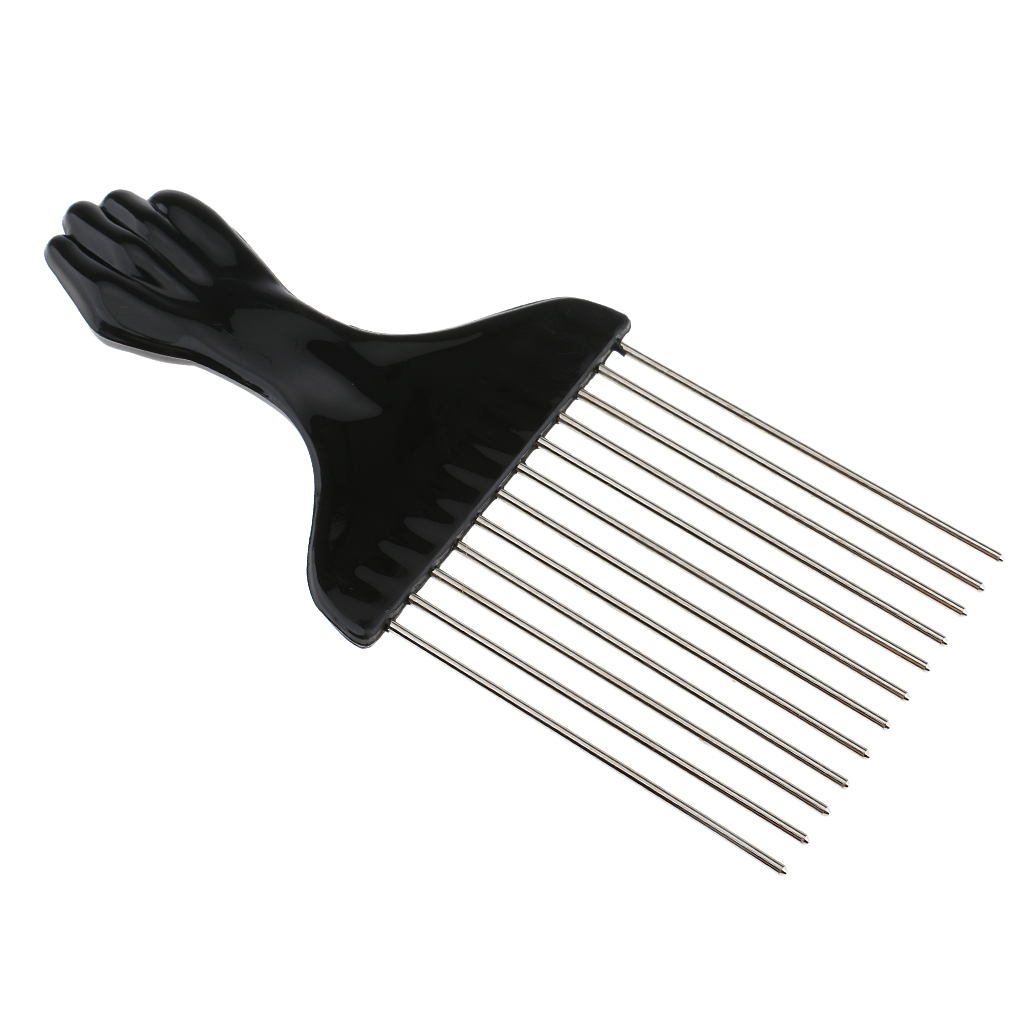 Wide Teeth Metal Afro Comb Insert Curly Hairbrush Hair Fork Pick Comb Stainless Steel Salon Hair Cutting Styling Barbers Comb
