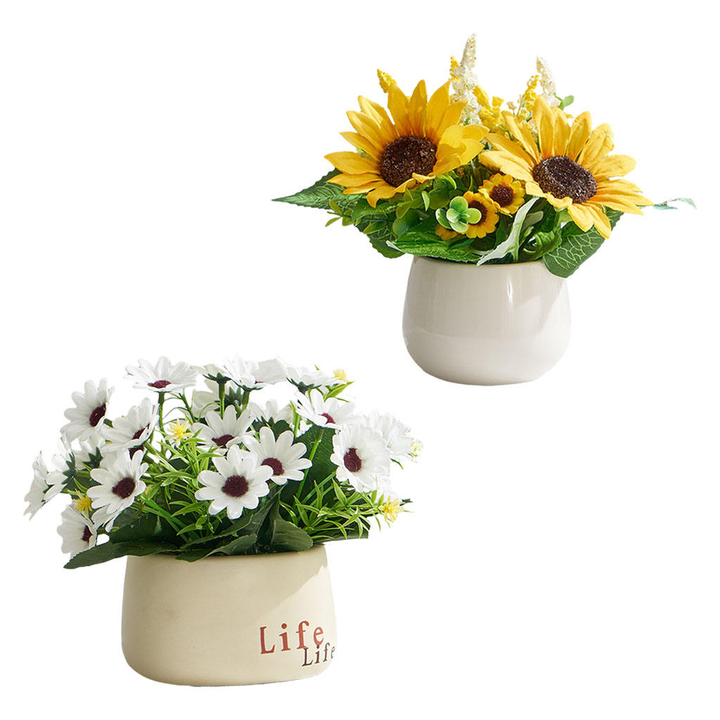 Mini Artificial Flower Plants with Pot for Office Desk, Fake Plant with Ceramic Pot for Home, Shower Rooms Decoration