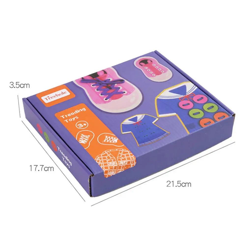 Wooden Lace Up Shoe Learn to Tie Threading Shirt Educational Kids Toy Gift N Details about   FE 