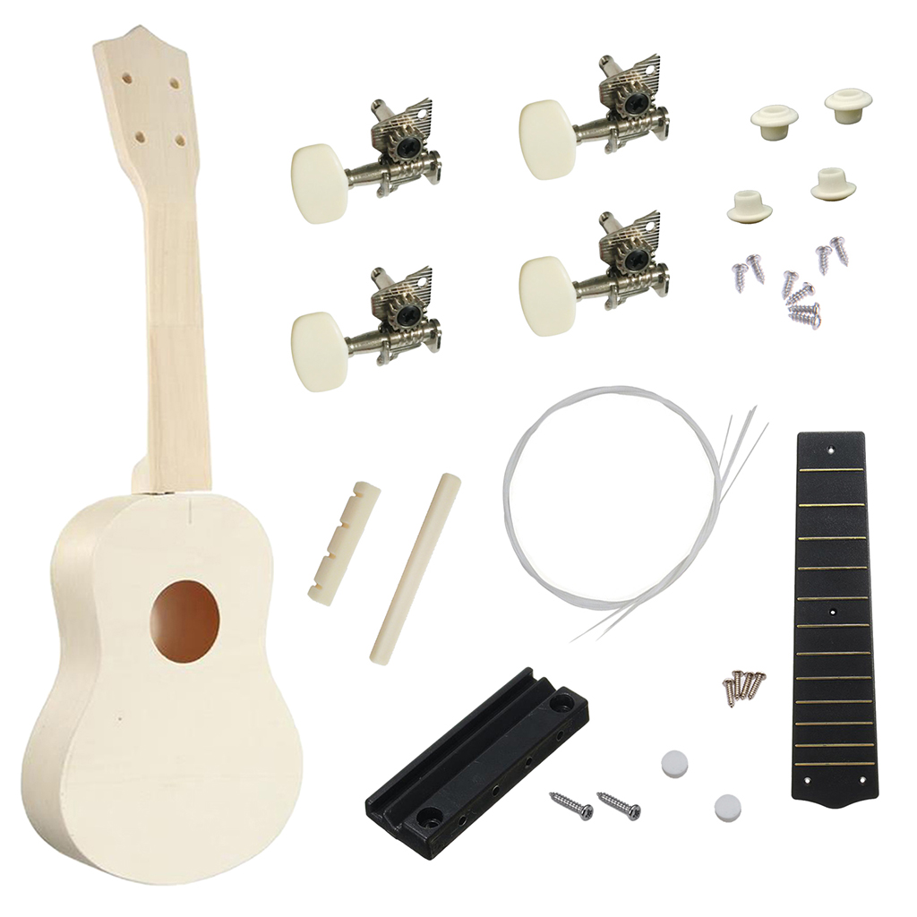 Basswood Soprano Ukulele Assembly Set 4 Strings Guitar Uke Handicraft Material for