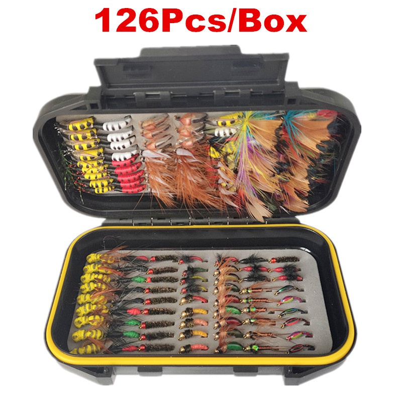 40/78/126 Teile/schachtel Gemischte Stile Fliegenfischen Köder Nass/Trocken Nymphe Künstliche Fliegen Köder Pesca Tackle Forelle karpfen Kit – Detail 7