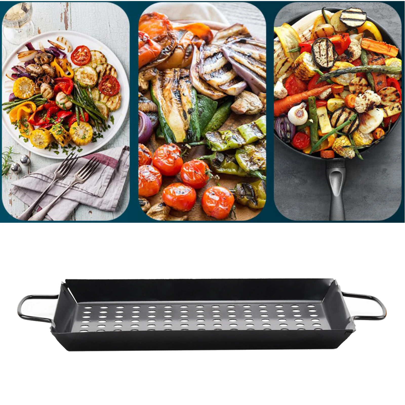 BBQ Grilling Pans Tray Oven Baking Camping Barbecue Utensils Grill Basket