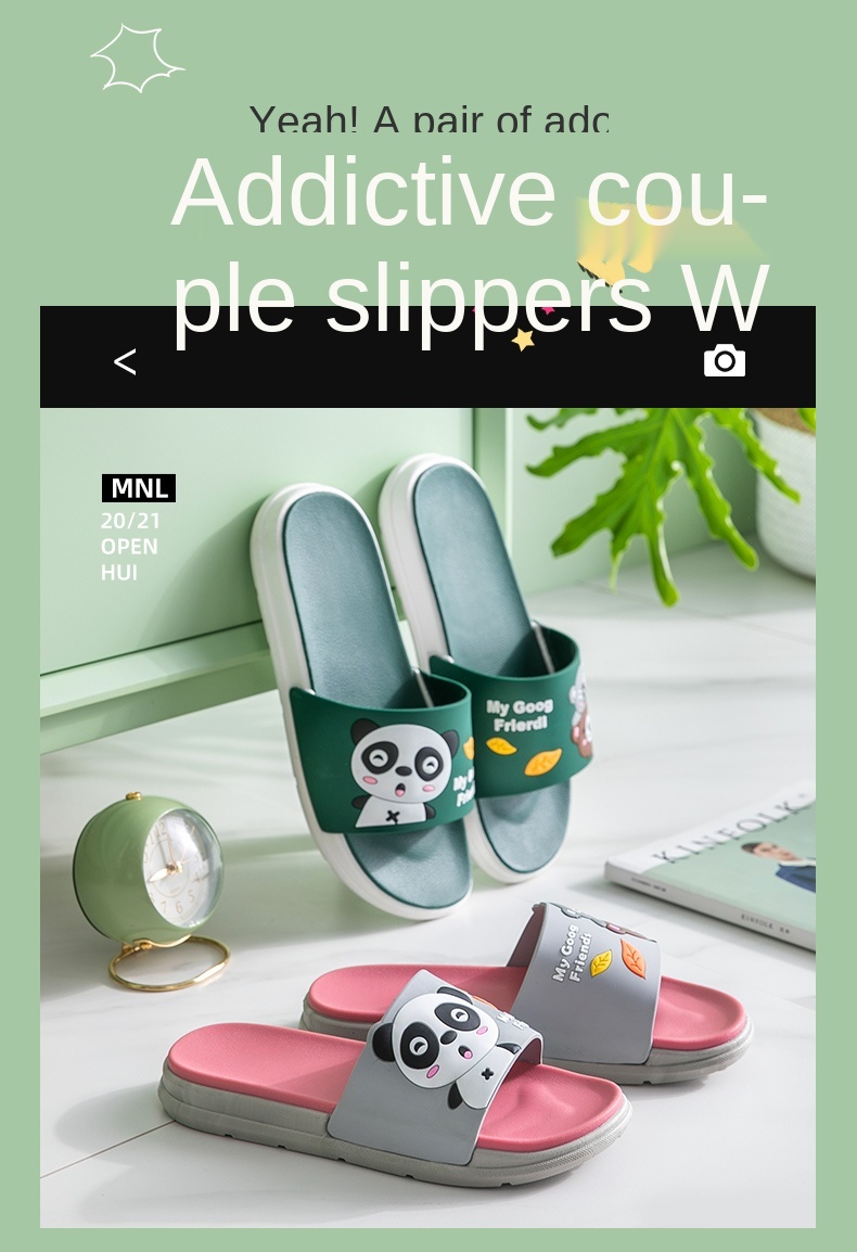 Cool Slippers Couple Male Outside Wear a Pair of Thick Soles Slippers Ins Antiskid Household Household Cute Summer Indoor Female