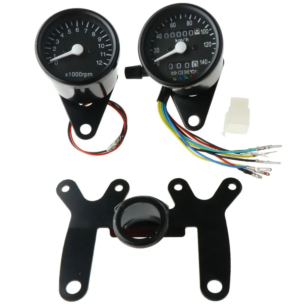 12V Motorcycle Retro LCD Speedometer Odometer Tachometer Multifunction Fuel Gauge Assembly