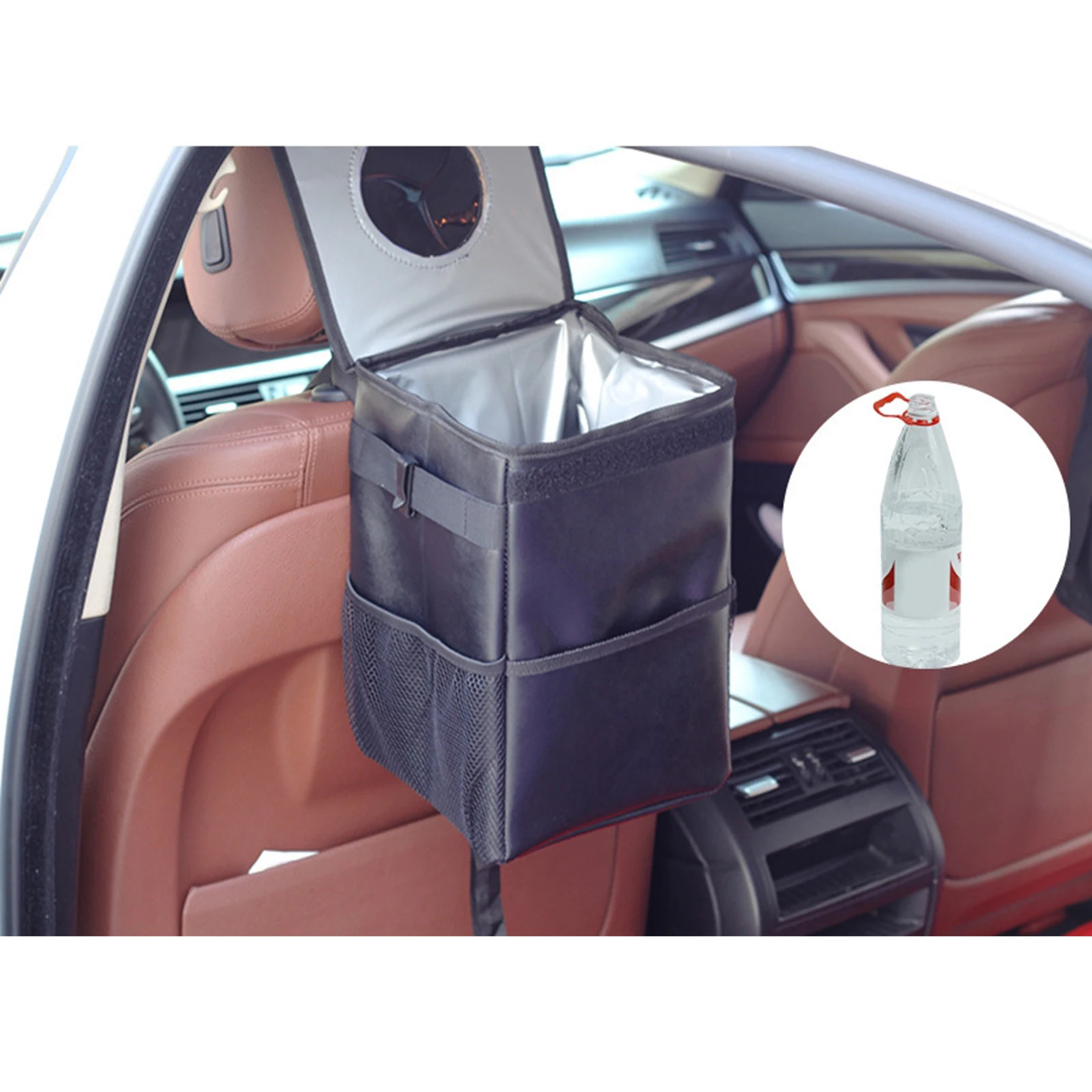Car Trash Can Dustbin Seat Leak Proof Rubbish Litter Bin Storage Bag Black