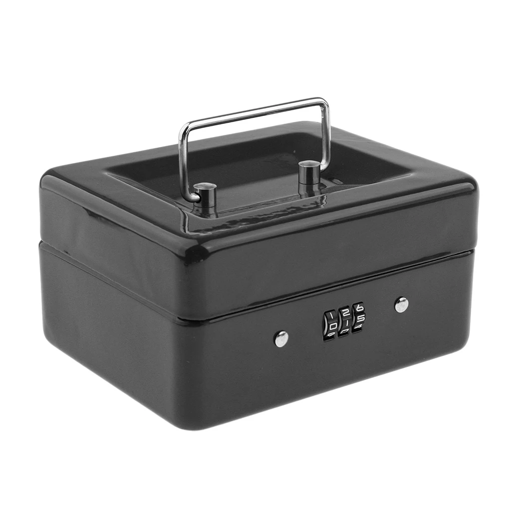 Mini Portable Steel Locking Cash Box Security Storage Coin Check