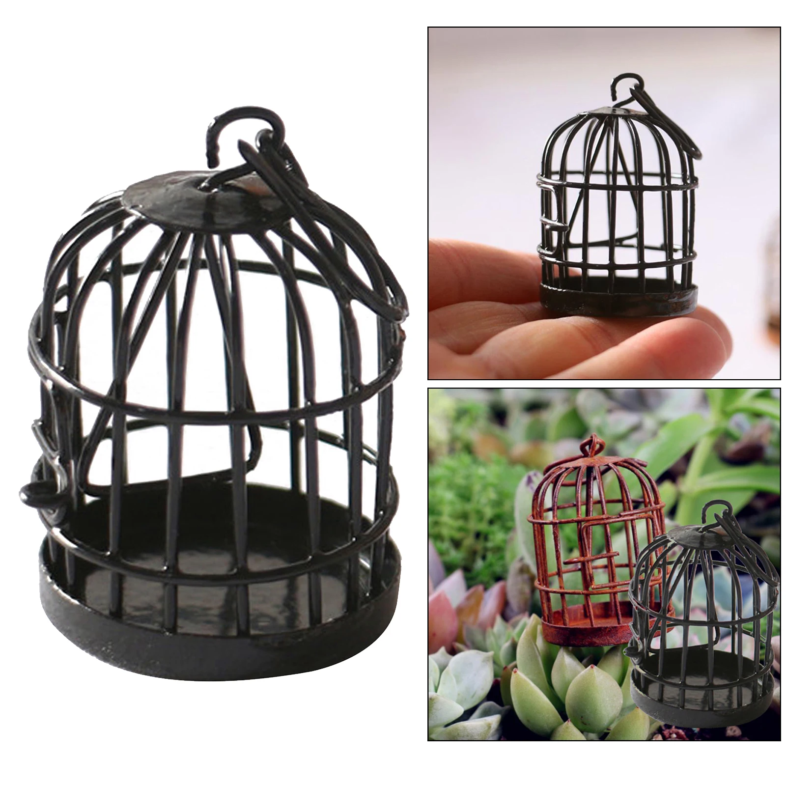 1:12 Scale Doll House Miniature,Black Metal Alloy Birdcage,Simulation Living Room Furniture Supplies,Scenery Decoration