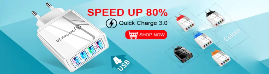 65 watt car charger Multi-USB Plug EU/US Charger For Mobile Phone Quick Charge Adapter 4 Ports USB Wall Charger Portable Charging Multiple USB A usb charger