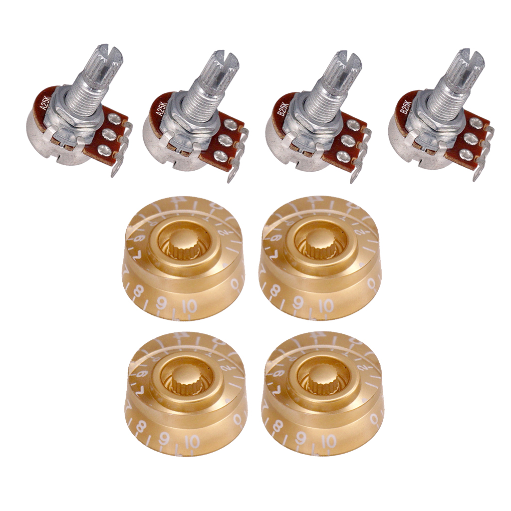 Guitar Speed Control Knobs Potentiometer 25K Combo 18mm Long Split Shafts