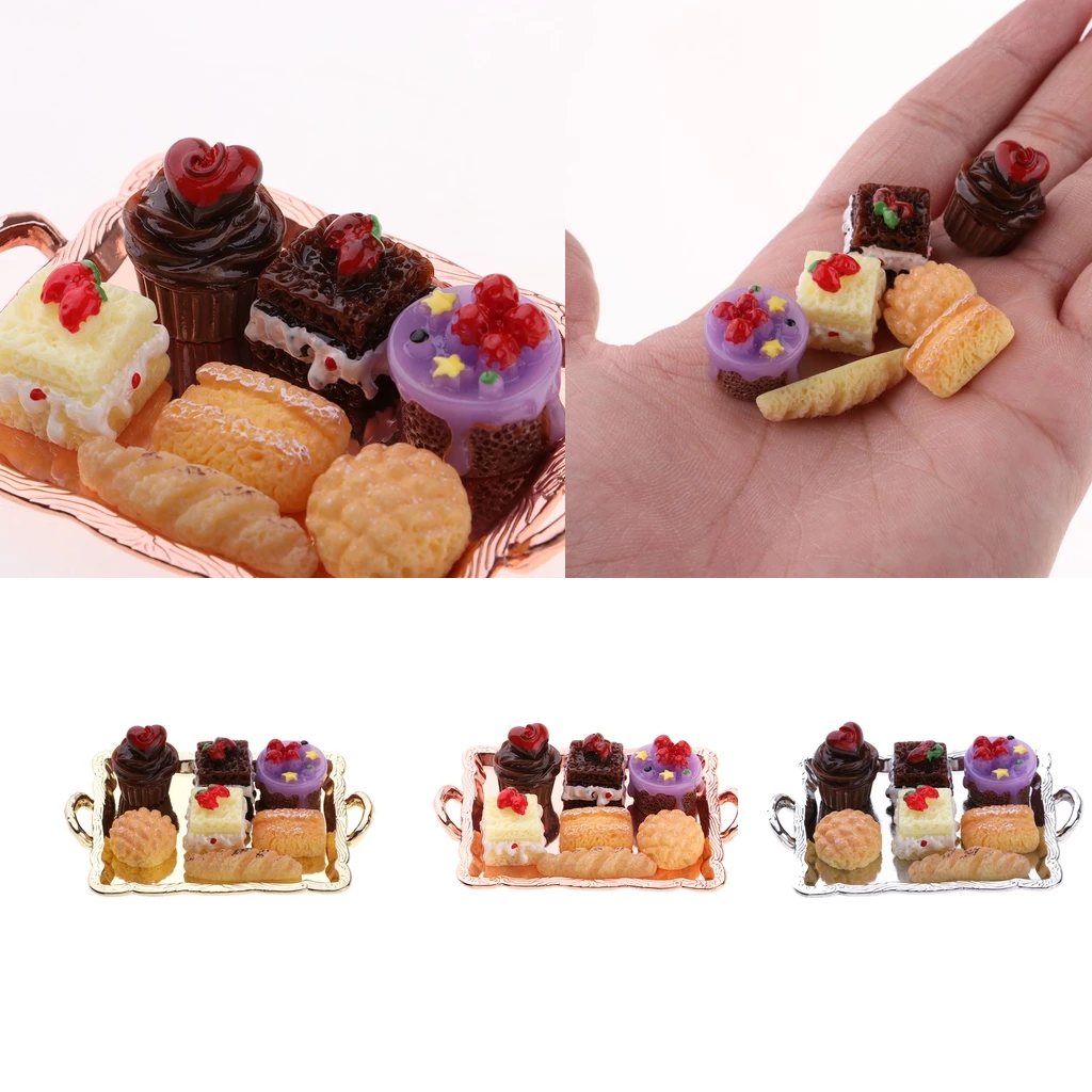 Prettyia   1 / 12   Dollhouse   Miniature   Food   Cake   Plate   Cakes   Set
