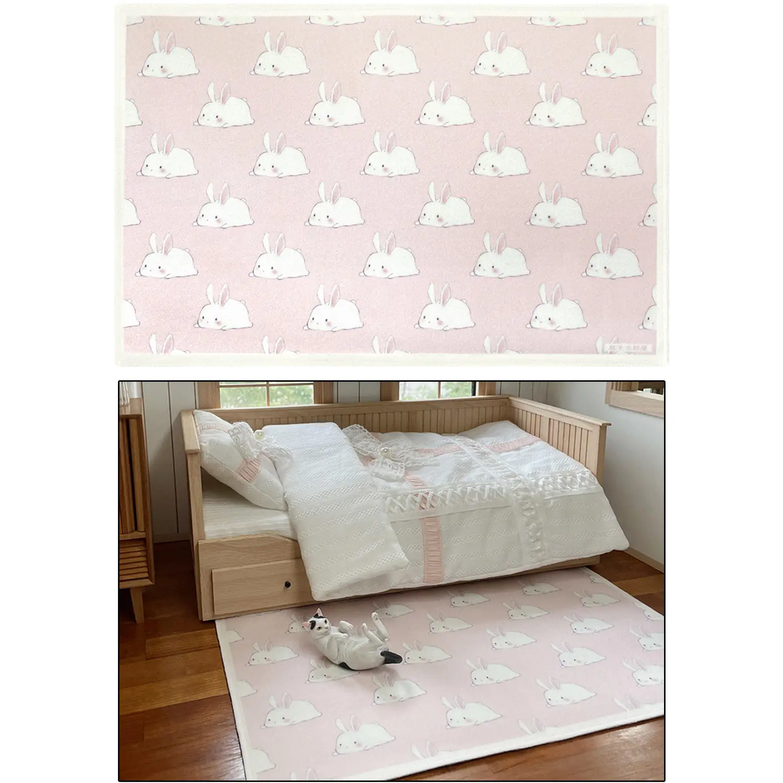 6pieces 1/12 Cartoon Carpet Cloth Mat for Dollhouse Bedroom Living Room Accs 