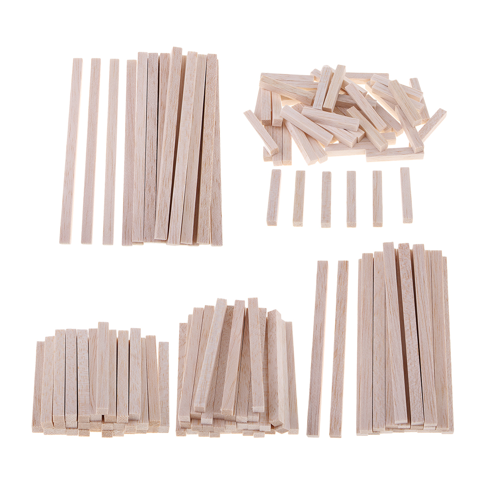 Square Balsa Wood Stick Unfinished Woodcraft Dowel Rod for Kindergarten Handmade