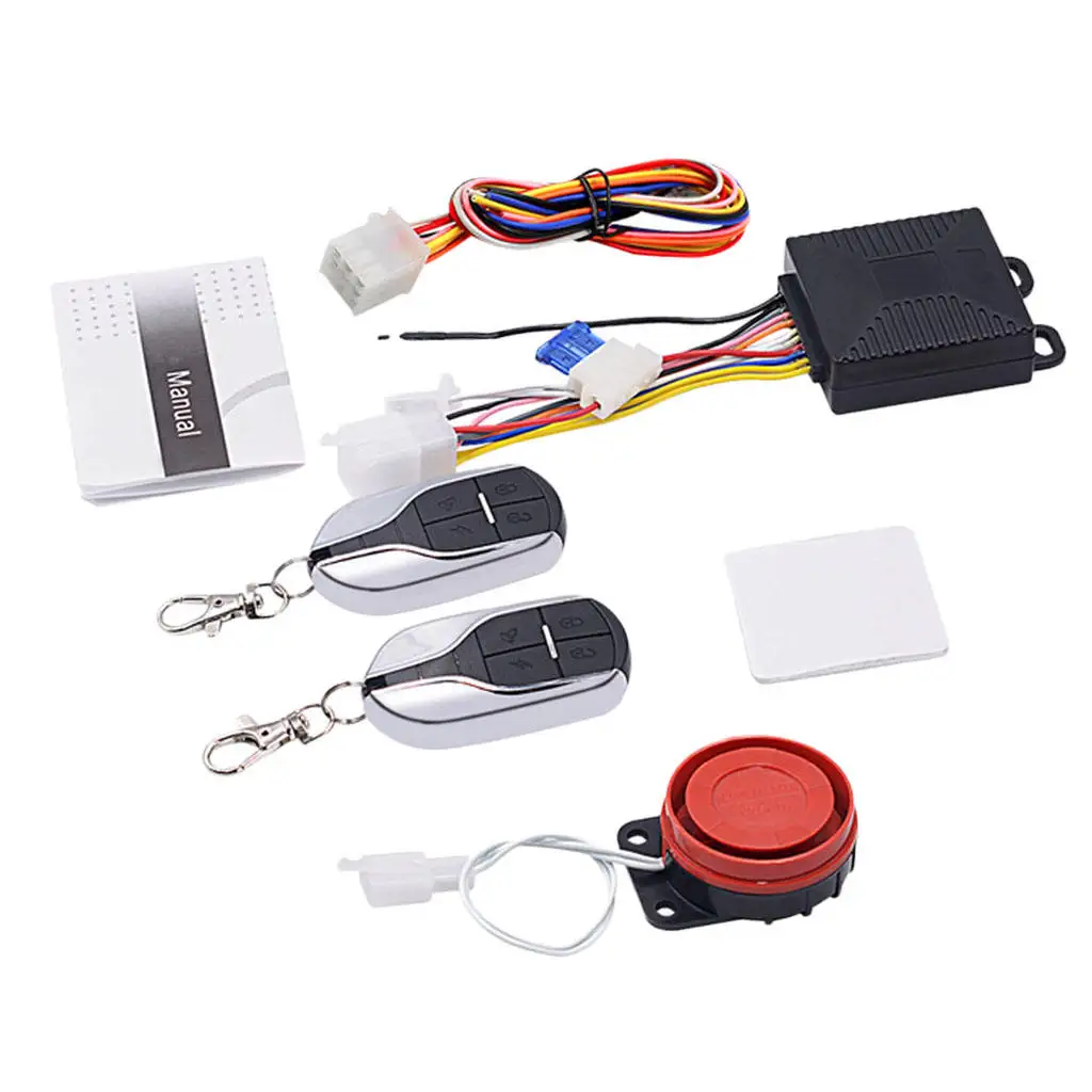 Set of Universal Motorcycle Motorbike Alarm System Immobiliser Remote Control Security